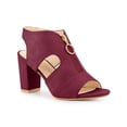 thumbnail image 1 of BLISSFUL STEP Women's Front Zipped Gladiator Shoes Block Heels Slingback Sandals Burgundy 8, 1 of 7