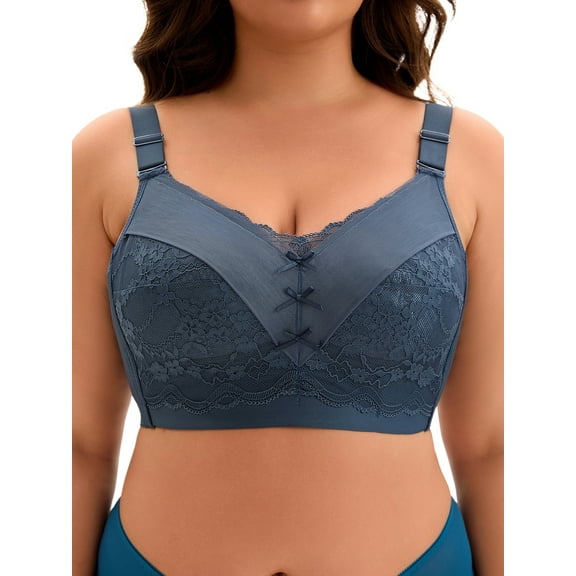 INSPIRE CHIC Women's Full Coverage Bra Wide Straps Longline Hem Wirefree Bralette E 36 Dark Blue