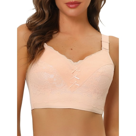 Allegra K Women's Full Coverage Bra Wide Straps Longline Hem Wirefree Bralette