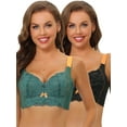 thumbnail image 1 of NOMADIC NOOK Women's Full Coverage Bras Wide Straps High Back Padded Lace Push Up Bralette 2 Packs, 1 of 5