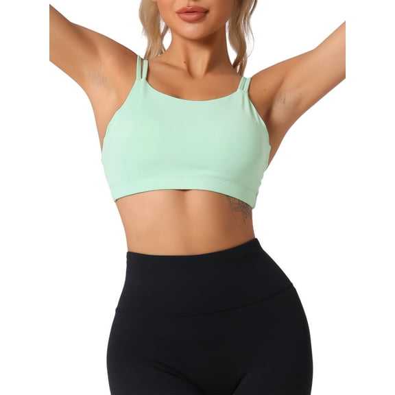 INSPIRE CHIC Women's Full-Coverage U Back Fitness Sports Bras Fixed Padded Cup Underwear S Green