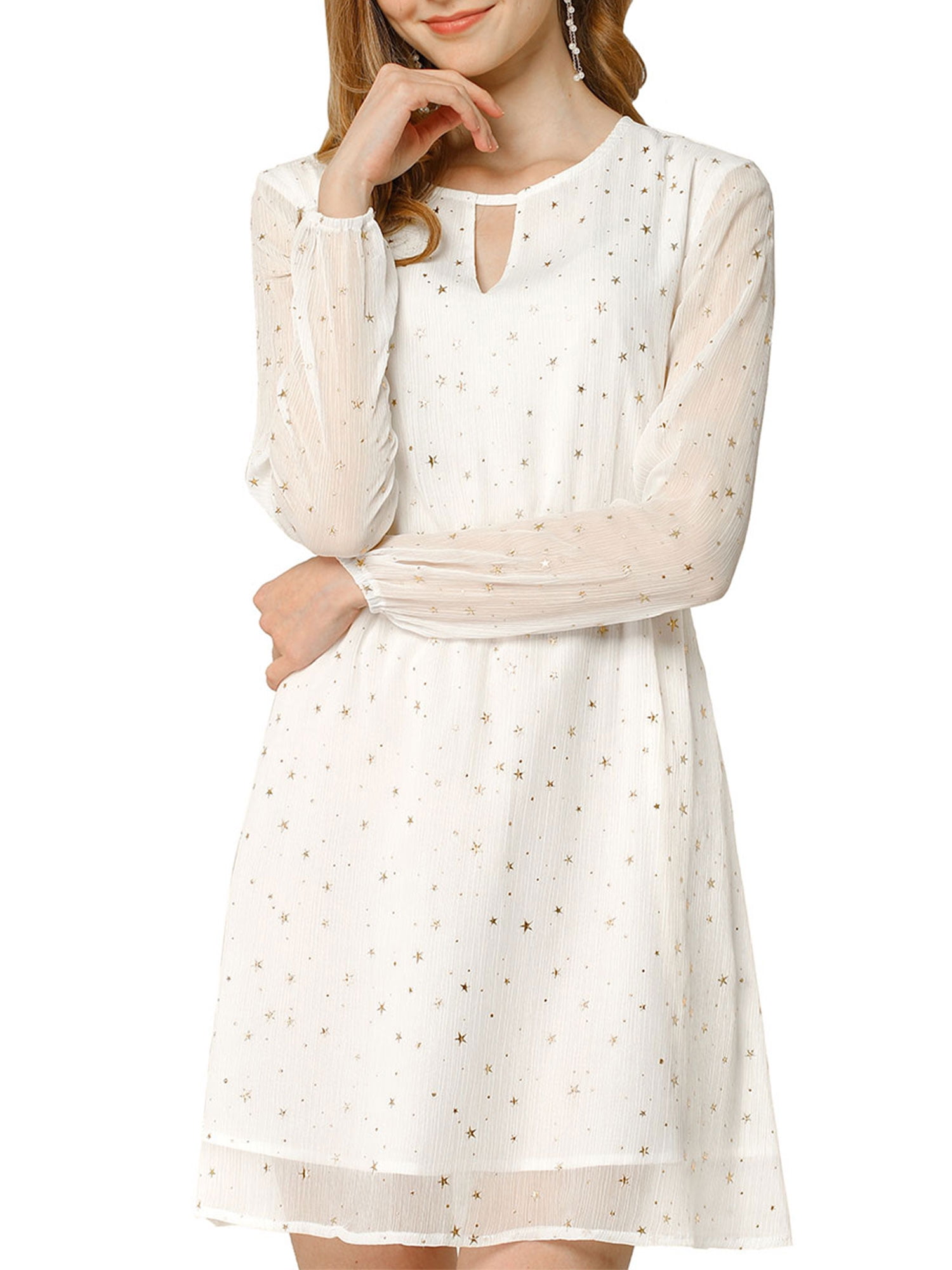 white long sleeve choker dress Choker Neck Long Sleeve Open Arm Detail Mini Dress In White | EGO US