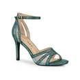 thumbnail image 1 of BLISSFUL STEP Women's Shoes Glitter Ankle Strap Buckle Open Toe Stiletto Heels Sandals Green 7, 1 of 8