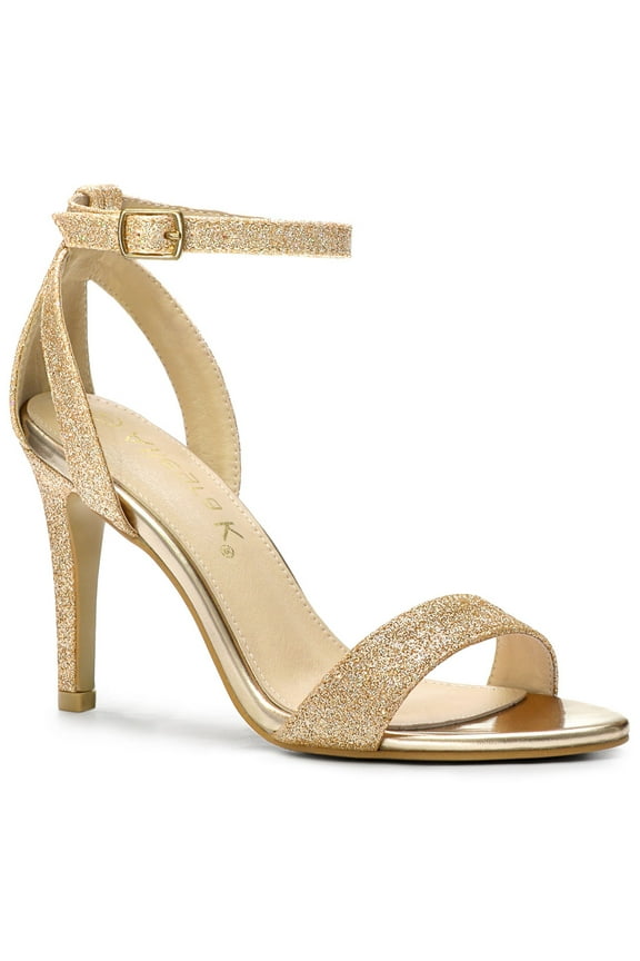 Women's Shoes Glitter Stiletto Heel Sandals Ankle Strap Open Toe Party Shoes Gold 9
