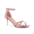 thumbnail image 1 of BLISSFUL STEP Women's Glitter Ankle Straps Stiletto Clear Heels Sandals Pink 8, 1 of 7