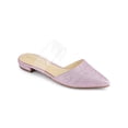 thumbnail image 1 of BLISSFUL STEP Women's Glitter Clear Strap Flat Mules Shoes Pink 7, 1 of 7