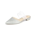 thumbnail image 1 of BLISSFUL STEP Women's Glitter Clear Strap Flat Mules Shoes Silver 7, 1 of 7