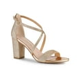 thumbnail image 1 of BLISSFUL STEP Women's Shoes Glitter Crisscross Strap Block Heel Sandals Rose Gold 7, 1 of 9