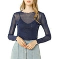 thumbnail image 1 of INSPIRE CHIC Women's Glitter Mesh See Through Blouse with Spaghetti Strap Camisole M Navy Blue, 1 of 8