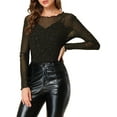 thumbnail image 1 of INSPIRE CHIC Women's Glitter Mesh See Through Blouse with Spaghetti Strap Camisole XS Black Gold, 1 of 8