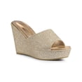 thumbnail image 1 of BLISSFUL STEP Women Glitter Platform Slip on Wedge Heels Sandals Gold 6, 1 of 7