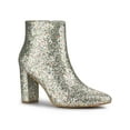 thumbnail image 1 of BLISSFUL STEP Women's Glitter Pointed Toe Block Heeled Ankle Boots Silver 8, 1 of 9