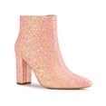 thumbnail image 1 of BLISSFUL STEP Women's Glitter Pointed Toe Block Heeled Ankle Boots LightPink 8, 1 of 8