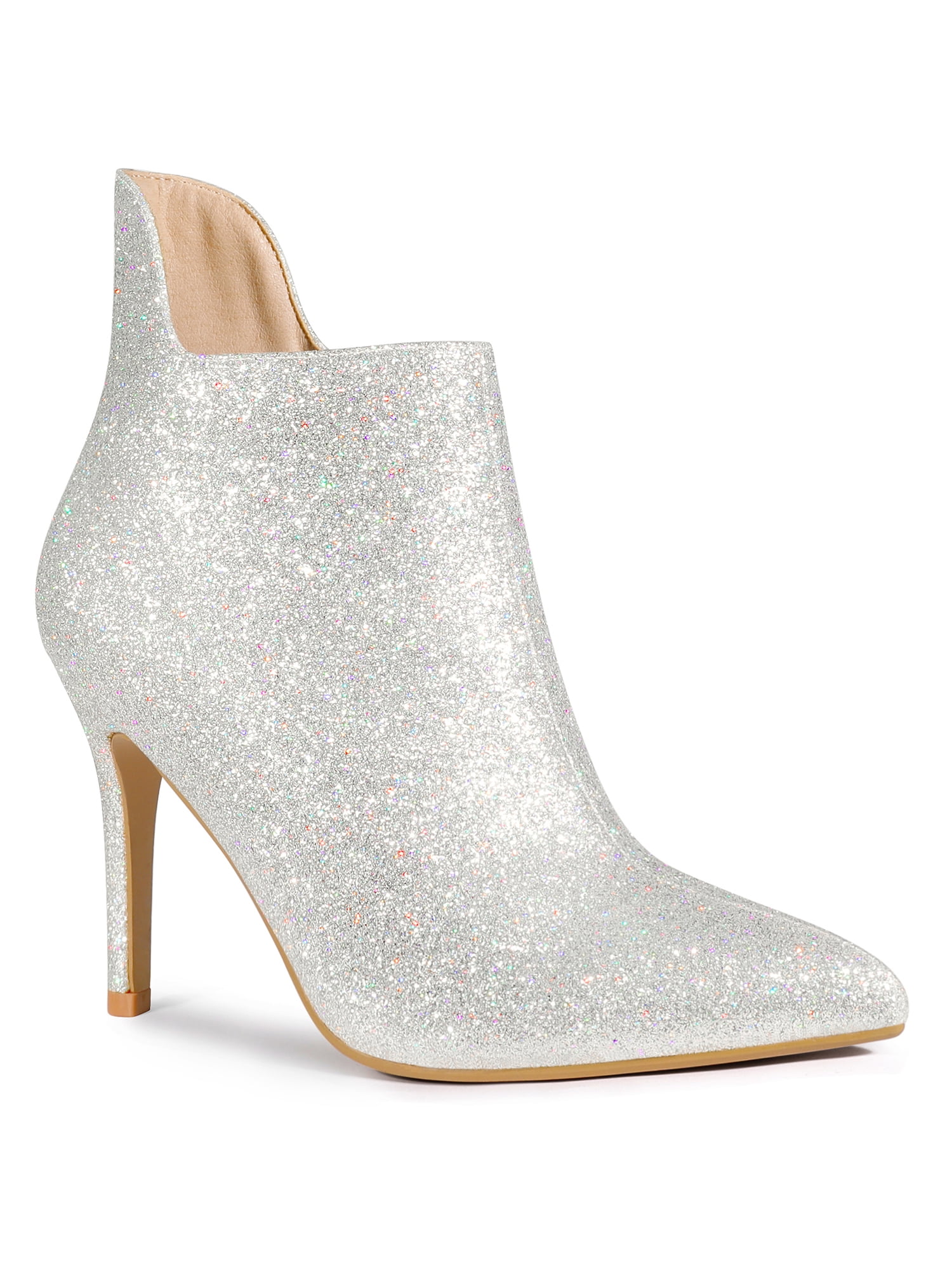 Pointed Toe Glitter Stilettos Ankle Boots