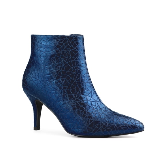 BLISSFUL STEP Women's Glitter Pointed Toe Stiletto Heels Ankle Boot Blue 11