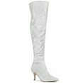 thumbnail image 1 of BLISSFUL STEP Women's Glitter Pointed Toe Stiletto Heels Over the Knee High Boots Silver 11, 1 of 7