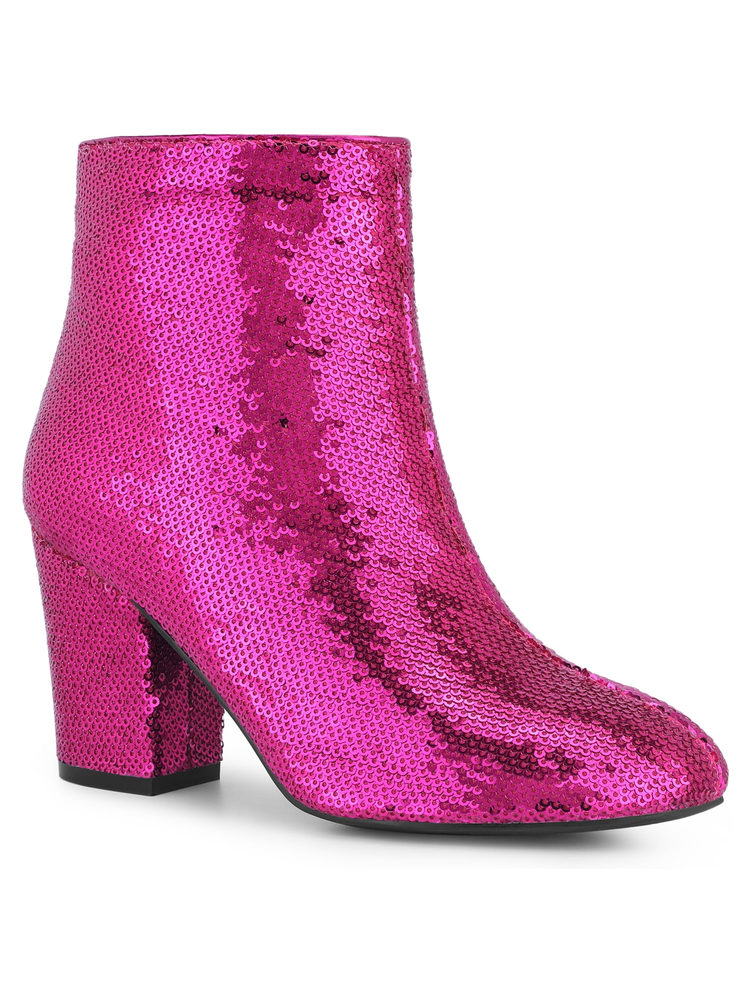 Allegra K Women's Glitter Over-the-Knee Boots - Hot Pink Stiletto Heel Boots, Size 7 M US