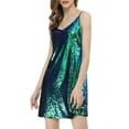thumbnail image 1 of INSPIRE CHIC Women's Dress Glitter Sequin V Neck Adjustable Straps Prom Mini Dress 3XL Green, 1 of 8