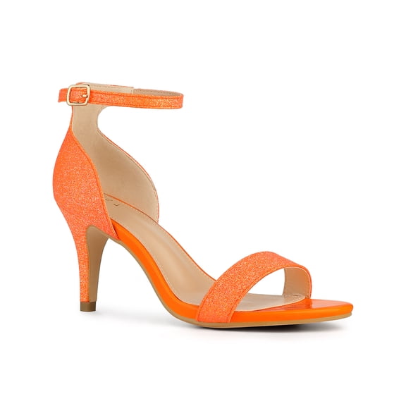 BLISSFUL STEP Women's Glitter Strap Stiletto Heel Sandals