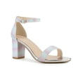 thumbnail image 1 of BLISSFUL STEP Women's Shoes Ankle Strap Open Toe Glitter Chunky Heels Sandals Blue Pink 6, 1 of 7