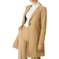 thumbnail image 1 of INSPIRE CHIC Women's Half Lapel Long Sleeves One Button Winter Mid-Length Overcoat S Khaki, 1 of 8