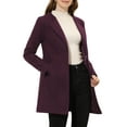 thumbnail image 1 of Allegra K Women's Half Lapel Long Sleeves One Button Winter Mid-Length Overcoat, 1 of 6