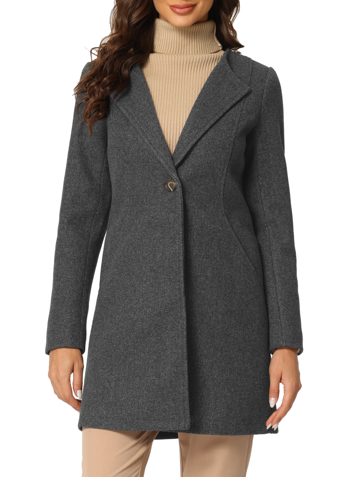 Black Buttoned Down Casual Winter Coat with Lapel Collar