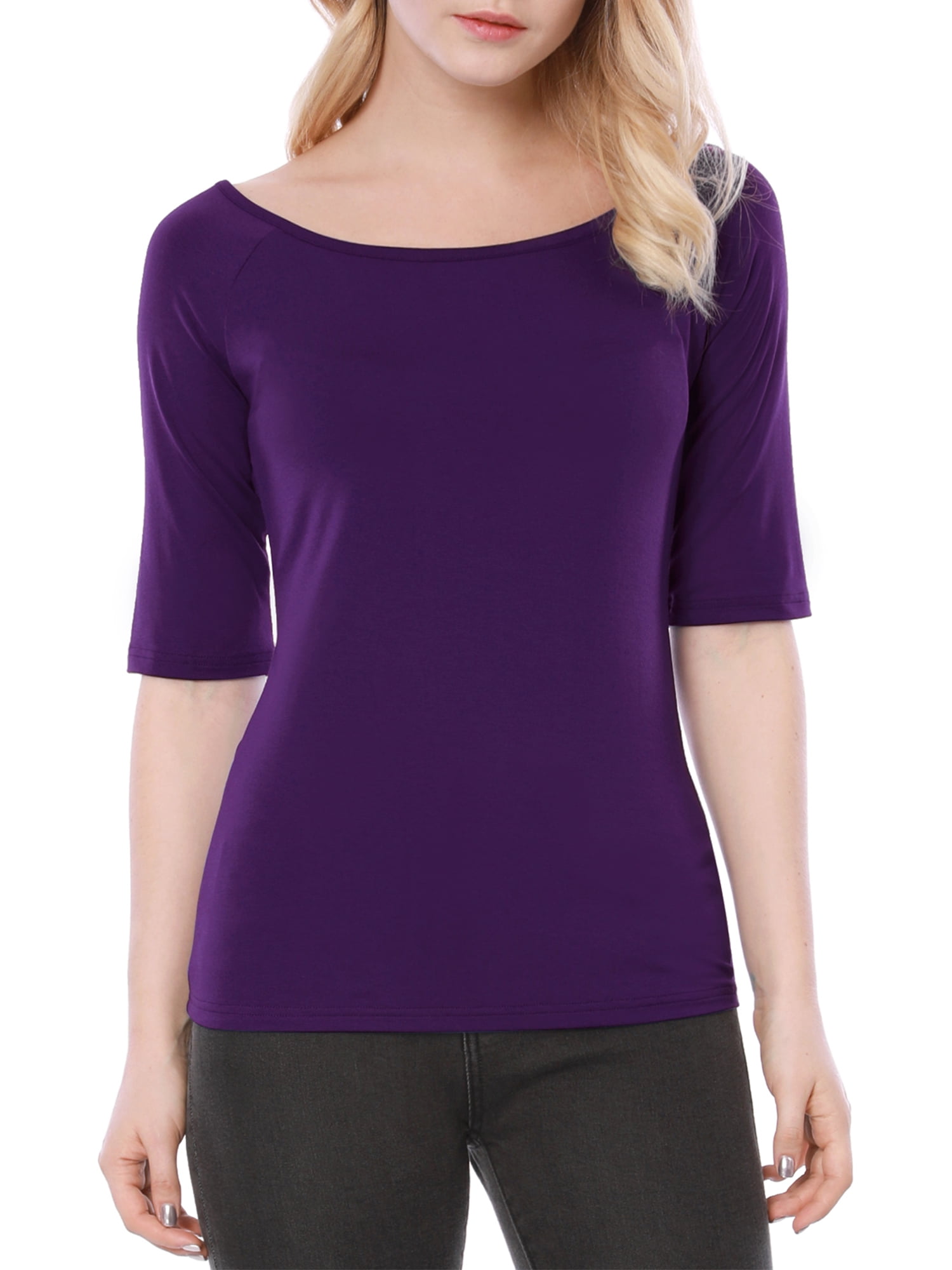 INSPIRE CHIC Mother's Day Women's Boat Neck Tops Half Sleeves Fitted — free download