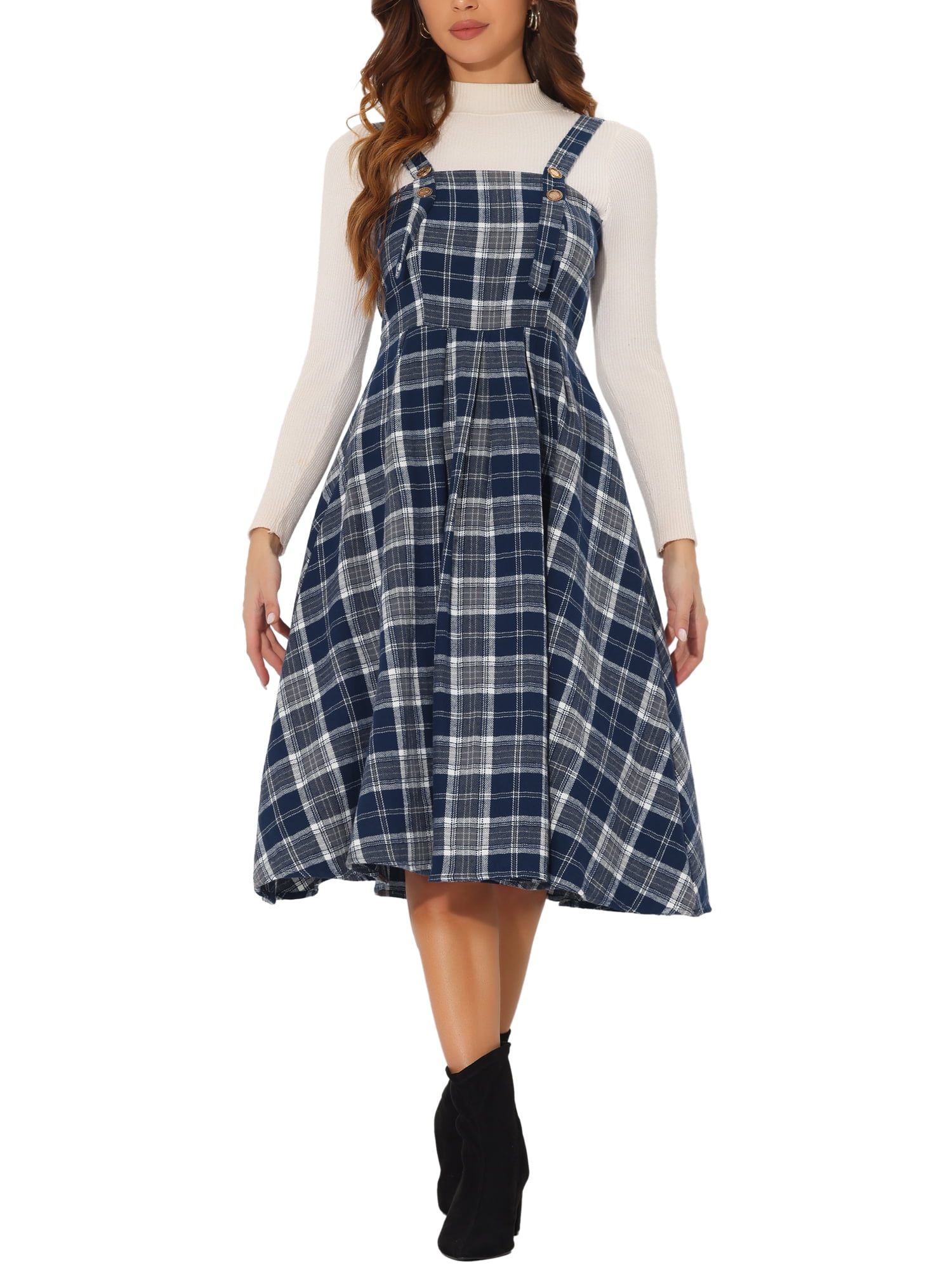 Allegra K Plaid Jumpsuit Skirt Overall Dress Allegra K Women's