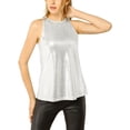 thumbnail image 1 of INSPIRE CHIC Women's Halloween Holographic Shiny Shirt Party Disco Metallic Tank Top for Women 3XL Light Silver, 1 of 7