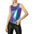 thumbnail image 1 of INSPIRE CHIC Women's Metallic Tank Top Halloween Club Party Shiny Sparkly Holographic Cami Top 3XL Blue Purple, 1 of 7