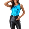 thumbnail image 1 of INSPIRE CHIC Women's Metallic Tank Top Halloween Club Party Shiny Sparkly Holographic Cami Top L Dark Blue, 1 of 6