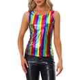 thumbnail image 1 of INSPIRE CHIC Women's Metallic Tank Top Halloween Club Party Shiny Sparkly Holographic Cami Top M Rainbow, 1 of 6