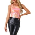 thumbnail image 1 of INSPIRE CHIC Women's Metallic Tank Top Halloween Club Party Shiny Sparkly Holographic Cami Top M Rose Pink, 1 of 6