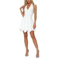 thumbnail image 1 of INSPIRE CHIC Edition Women's Halter Deep V Neck Sleeveless Backless Skater Mini Homecoming Dress Rose M White, 1 of 6