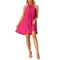 thumbnail image 1 of INSPIRE CHIC Women's Dress Halter Neck Sleeveless Pleated Spring Summer Casual Sundress S Hot Pink, 1 of 6