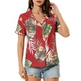 thumbnail image 1 of INSPIRE CHIC Valentine's Day Women's Shirts Hawaiian Short Sleeve Tropical Floral Button Down Tops L Red, 1 of 9