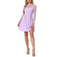 thumbnail image 1 of INSPIRE CHIC Women's Dress Heart Mesh Sheer Long Sleeve Gothic Cocktail Party Mini Dress XS Light Purple, 1 of 8