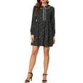 thumbnail image 1 of Allegra K Women's Heart Print Long Sleeve A-Line Lace Trim Peter Pan Collar Mini Dress, 1 of 6