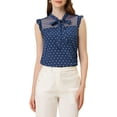 thumbnail image 1 of INSPIRE CHIC Women's Heart Print Vintage Ruffle Sleeveless Bow Tie Work Blouse Top, 1 of 5