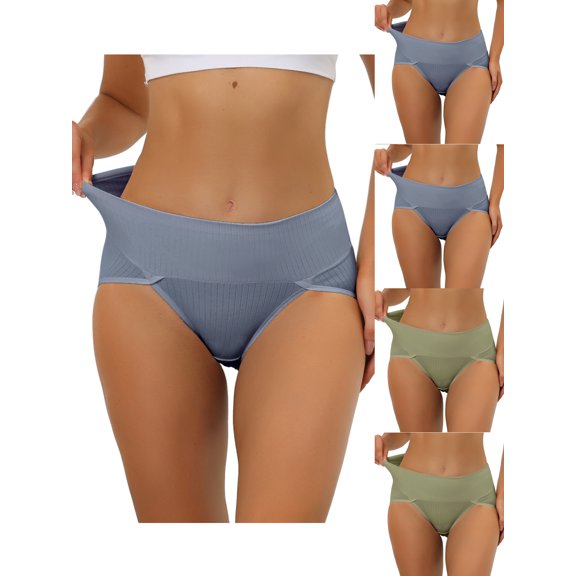 NOMADIC NOOK Women's Hi-Cut Ribbed High Waist Tummy Control Briefs 5 Packs