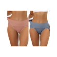 thumbnail image 1 of NOMADIC NOOK Women's Hi-Cut Ribbed High Waist Tummy Control Underwear 2 Packs 3X-Large Light Red1, 1 of 4