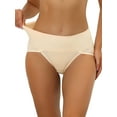 thumbnail image 1 of INSPIRE CHIC Women's Hi-Cut Brief Ribbed High Waist Tummy Control Underwear L Beige, 1 of 4