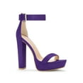 thumbnail image 1 of BLISSFUL STEP Women's Shoes Faux Suede Ankle Strap Open Toe High Chunky Heel Platform Sandals Purple 9.5, 1 of 7