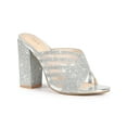 thumbnail image 1 of BLISSFUL STEP Women's High Chunky Heel Open Toe Sandals silver 8.5, 1 of 8
