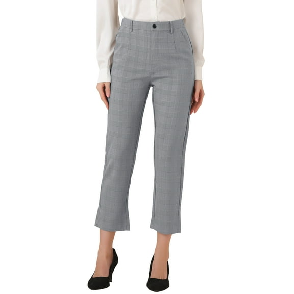 INSPIRE CHIC Women's High Waist Elastic Back Ankle Length WorkPants M Black