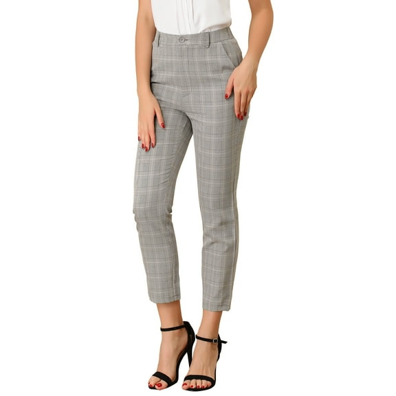 INSPIRE CHIC Women's High Waist Elastic Back Ankle Length WorkPants M Light Brown