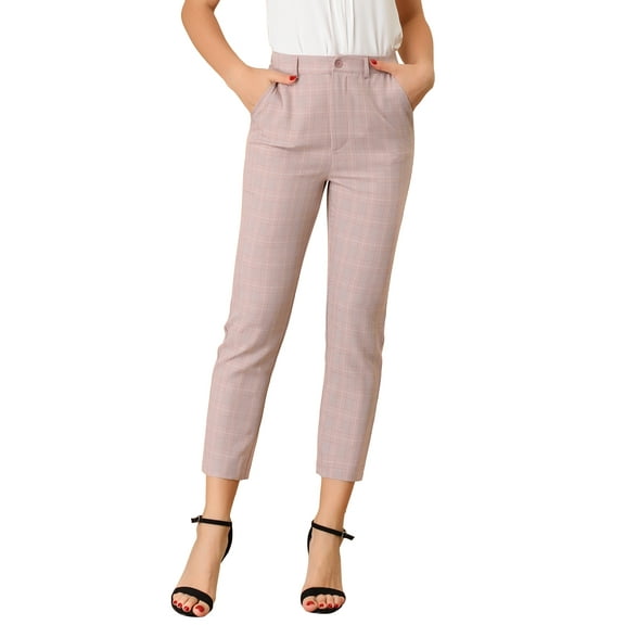 INSPIRE CHIC Women's High Waist Elastic Back Ankle Length WorkPants XL Pink
