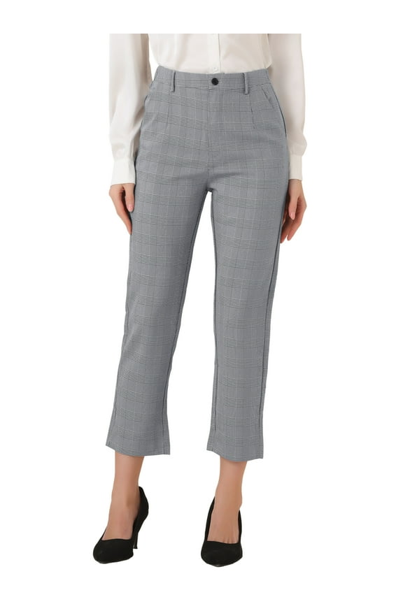 Women's High Waist Elastic Back Ankle Length WorkPants XS Black