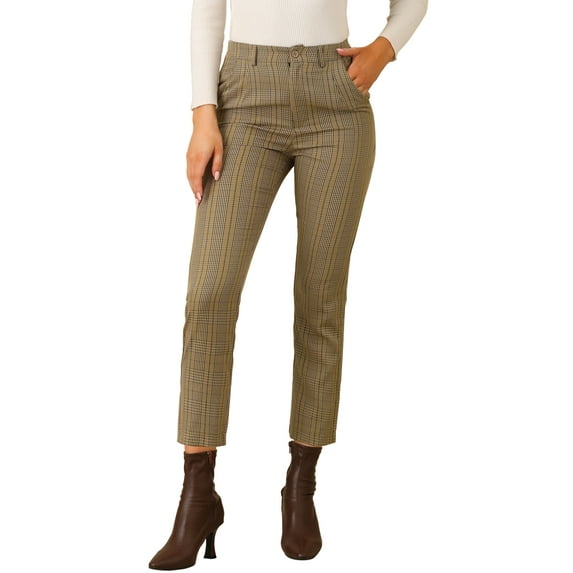 Allegra K Women's High Elastic Waist Back Office Work Ankle Pants